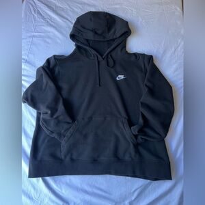 Nike Black Hoodie Pullover Sz XXL Fleece Kangaroo Pocket Embroidered Logo Comfy